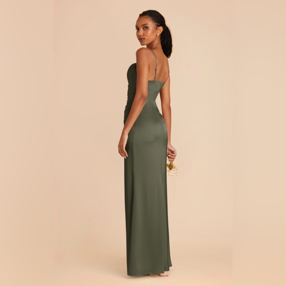 Birdy Grey Lydia Matte Satin Olive Maxi Dress - Picture 4 of 7